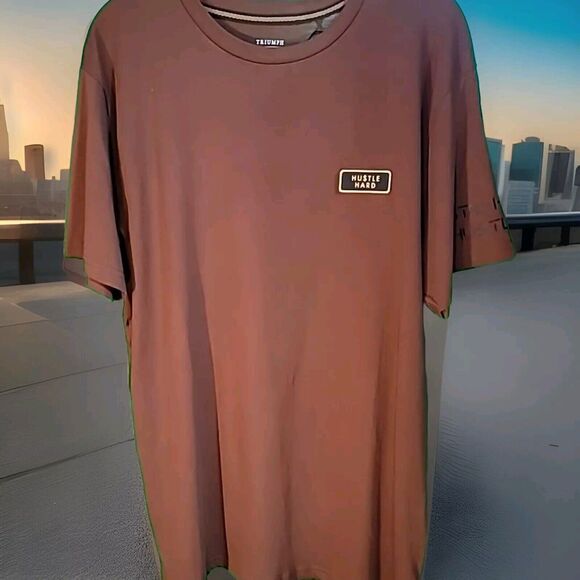 NWT TRIUMPH TRAGEDY STAY HUMBLE HUSTLE HARD TSHIRT BROWN MED - Picture 1 of 10